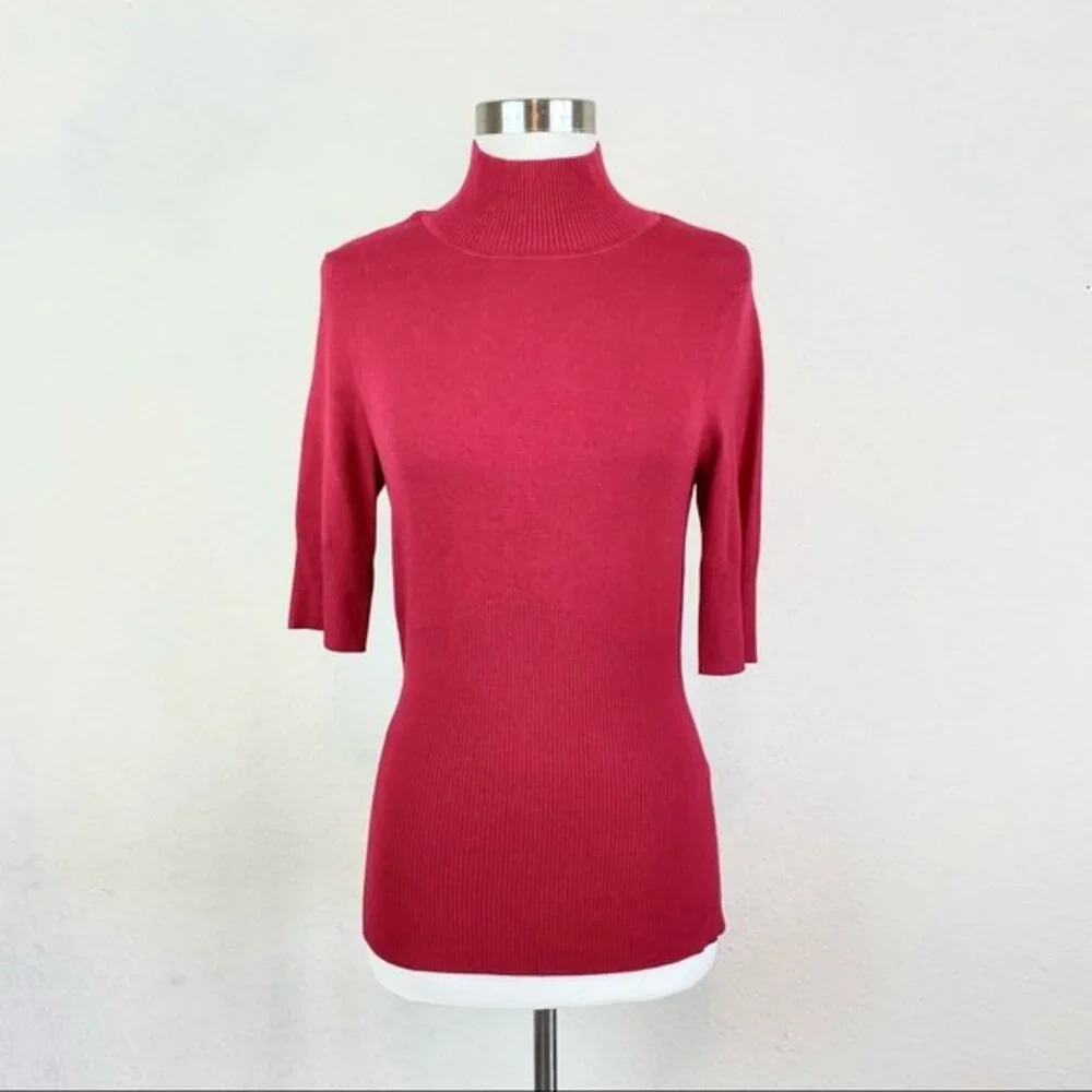 Express Red Open Back High Neck Sweater - Picture 2 of 10